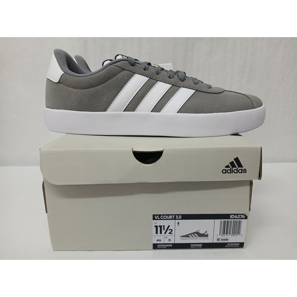Adidas VL Court 3.0 Mens Skateboarding Shoe ID6276 Gray White Sneakers Size 11.5